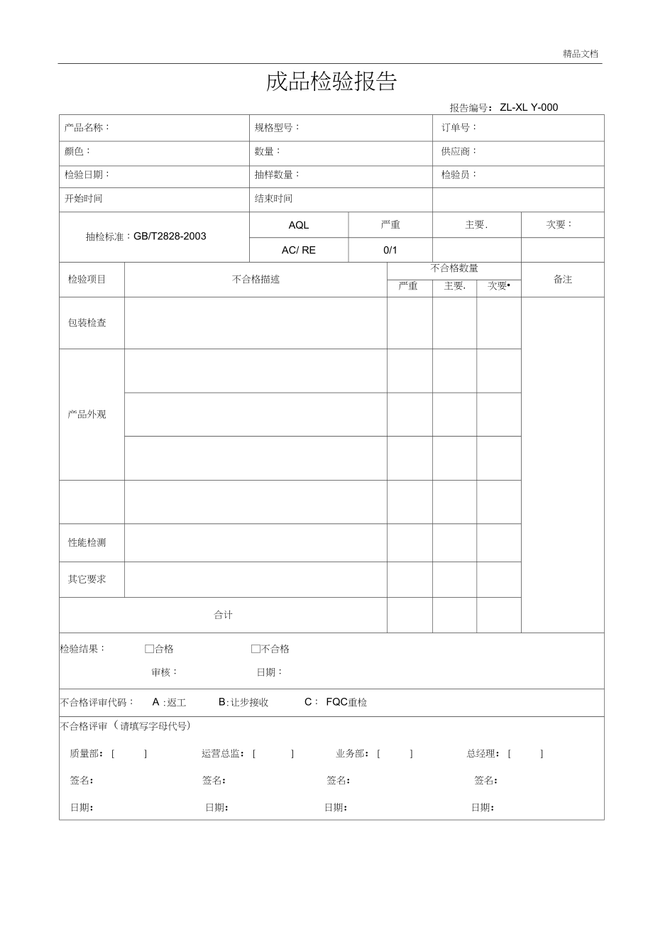 工厂验货报告模板（通用版）